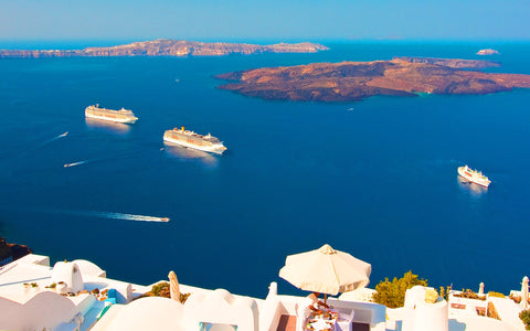 SANTORINI PANORAMA VIEW GICLEE CANVAS ART PRINT POSTER