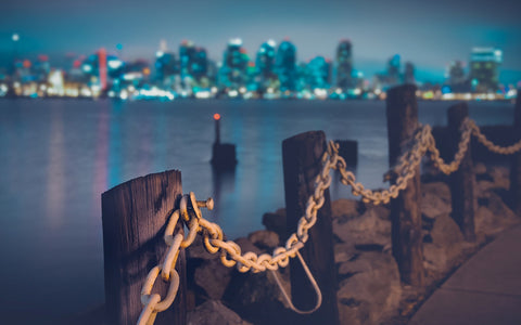SHORE CHAINS CITY SKYLINE GICLEE CANVAS ART PRINT POSTER