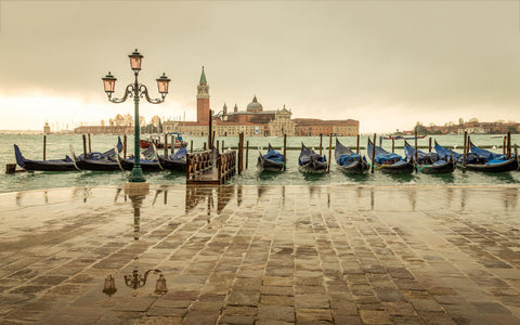 VENICE GONDOLAS GICLEE CANVAS ART PRINT POSTER