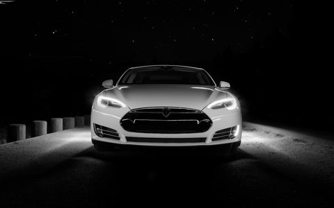 WHITE TESLA FRONT GICLEE CANVAS ART PRINT POSTER