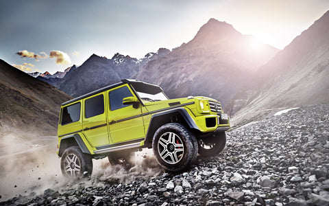 YELLOW MERCEDES BENZ G CLASS 201 GICLEE CANVAS ART PRINT POSTER