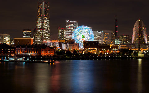 YOKOHAMA CITY NIGHT GICLEE CANVAS ART PRINT POSTER